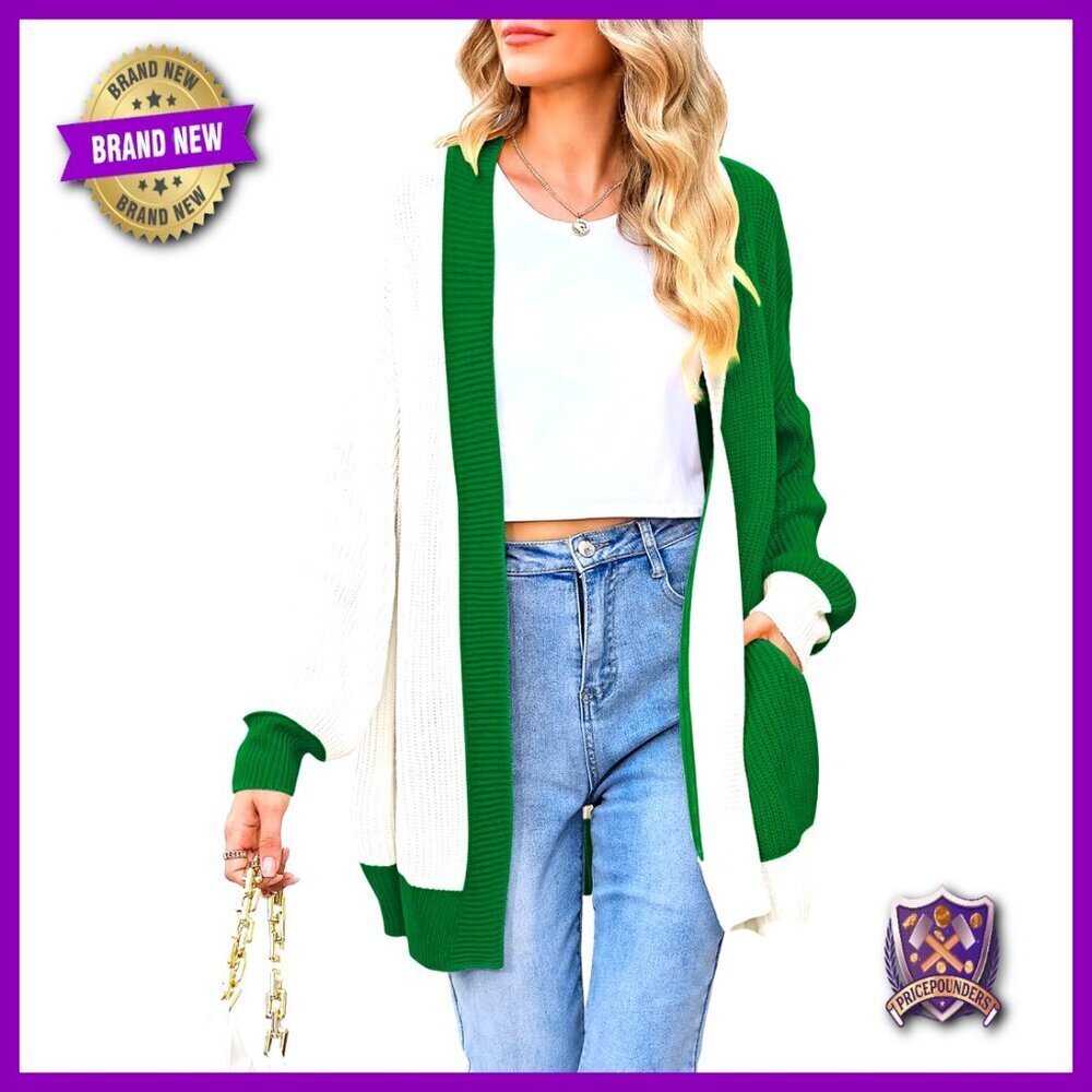 Oversized Ribbed Knit Cardigan Batwing Sleeves Open Front Cozy Fall Sweater